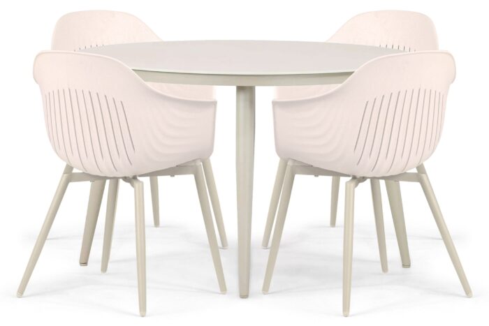 Lifestyle Garden Furniture Lissabon/Vienna 120 cm dining tuinset 5-delig – Taupe-naturel-bruin