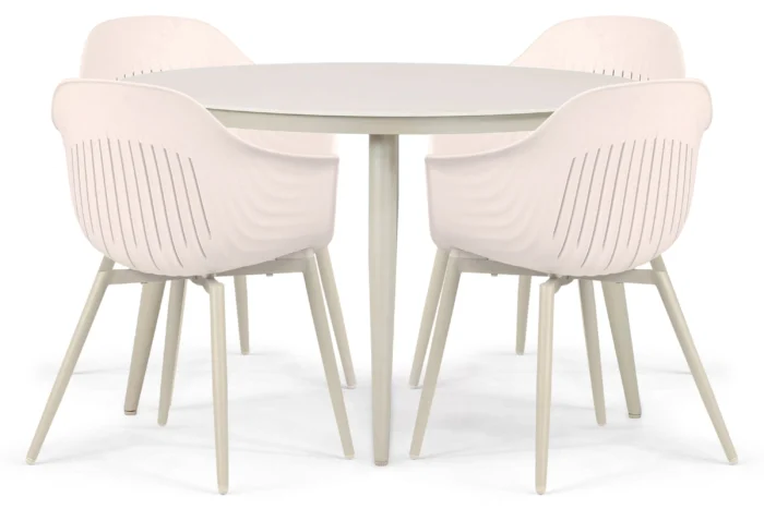 Lifestyle Garden Furniture Lissabon/Vienna 120 cm dining tuinset 5-delig - Taupe-naturel-bruin