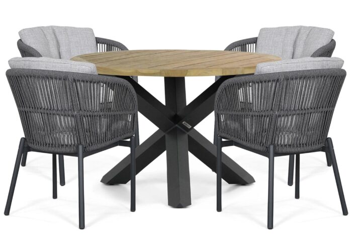 Lifestyle Garden Furniture Monaco/Rockville 120 cm dining tuinset 5-delig - Grijs-antraciet