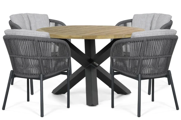 Lifestyle Garden Furniture Monaco/Rockville 120 cm dining tuinset 5-delig - Grijs-antraciet
