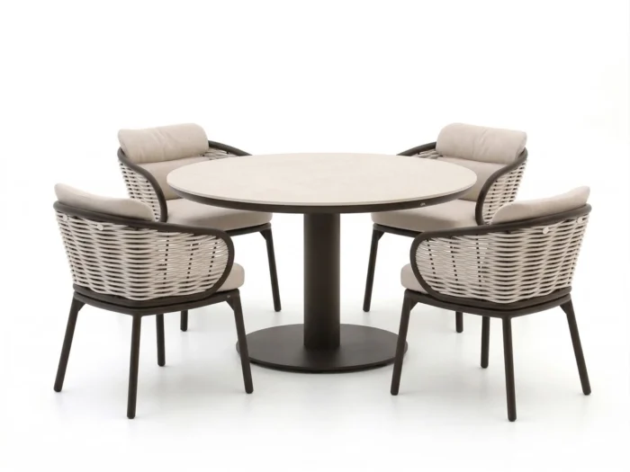 Apple Bee Pine Key/Melville ø 140cm dining tuinset 5-delig - Taupe