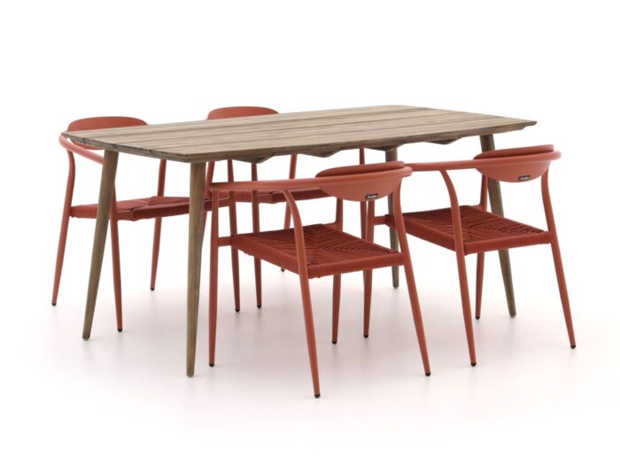 Manifesto Furniture Manifesto Cavone/ROUGH-K 160cm dining tuinset 5-delig stapelbaar Laagste prijsgarantie! – Bruin