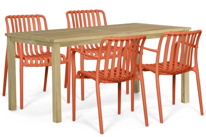 Domani Furniture Alba/Weston 160 cm dining tuinset 5-delig – Oranje