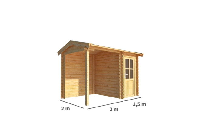 Warentuin collection Blokhut, tuinhuisje met overkapping Fenna-Ize 350 cm bij 200 cm diep zadeldak – bruin