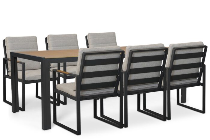 Lifestyle Garden Furniture Alessio/Creta 210×90 cm dining tuinset 7-delig – Grijs-antraciet