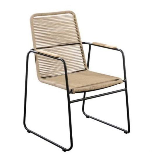 Yoi Wasabi stackable dining stoel aluminium black rope natural – zwart