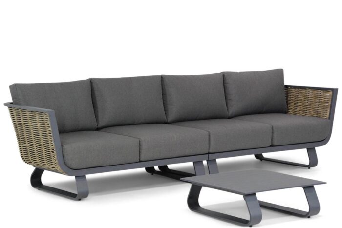 Santika Furniture Tika lounge tuinbank 3-delig – Grijs-antraciet