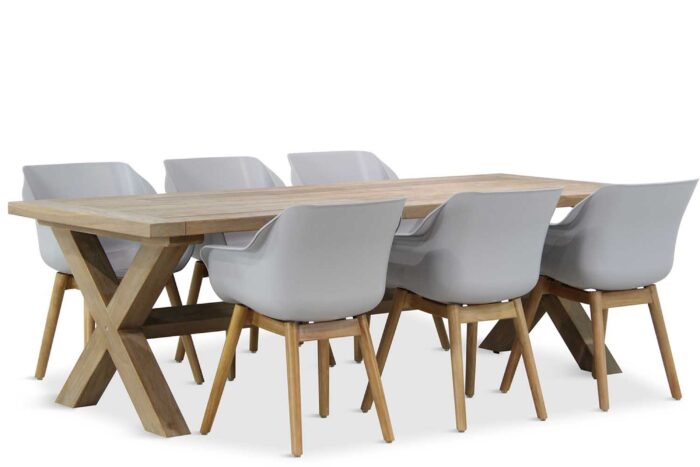 Hartman Sophie teak/Oregon 240 cm dining tuinset 7-delig – Grijs-antraciet