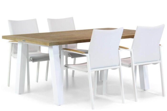 Lifestyle Garden Furniture Brandon/Glasgow 180 cm dining tuinset 5-delig – Wit