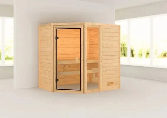 Karibu | Jada Sauna met Dakkraag | Kachel 9 kW Externe Bediening
