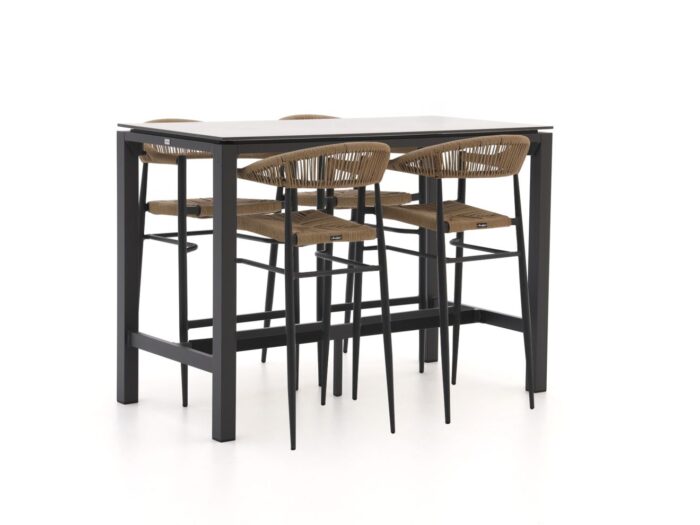 Manifesto Furniture Belpasso/Trecenta 150cm barset 5-delig stapelbaar – Zwart