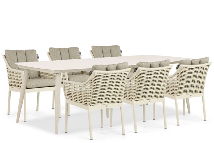 Apple Bee Milou/Vienna 240 cm dining tuinset 7-delig – Taupe-naturel-bruin