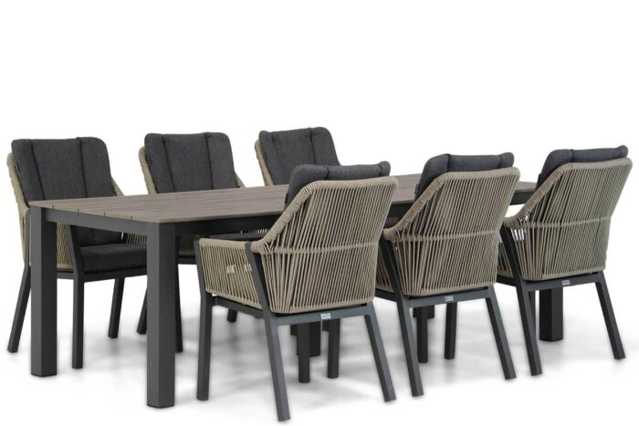 Lifestyle Garden Furniture Verona/Valley 240 cm dining tuinset 7-delig – Taupe-naturel-bruin