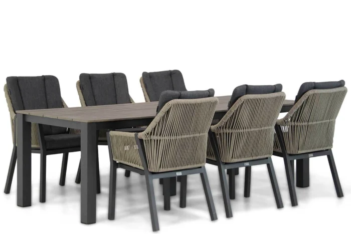 Lifestyle Garden Furniture Verona/Valley 240 cm dining tuinset 7-delig - Taupe-naturel-bruin