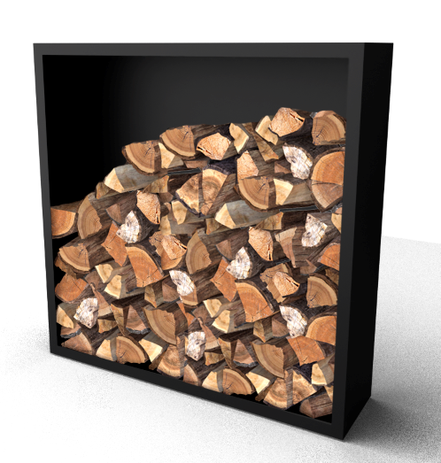 Geroba Beltza zwarte Houtopslag met achterwand 1500 x 385 x 1500 mm – zwart
