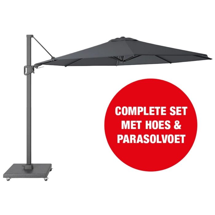 Buitengewoon de boet Halifax Zweefparasol Set dia350 cm Antraciet