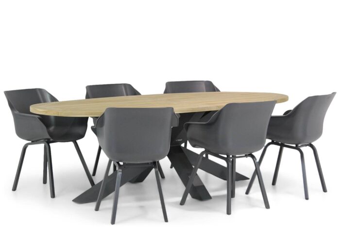 Hartman Sophie element/Brookline 240 cm ovaal dining tuinset 7-delig – Grijs-antraciet