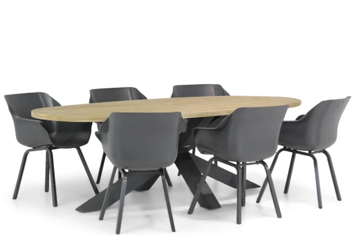 Hartman Sophie element/Brookline 240 cm ovaal dining tuinset 7-delig - Grijs-antraciet