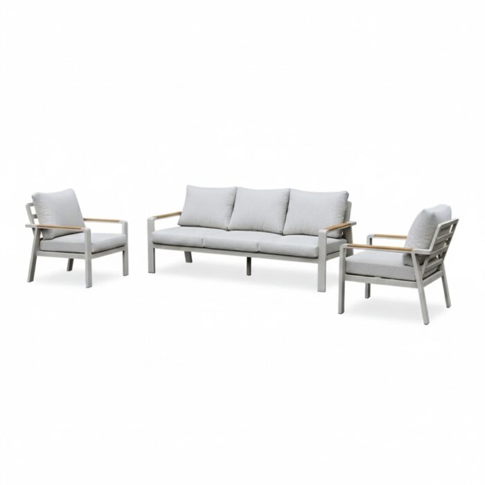 LUX outdoor living Lola stoel-bank loungeset 5 personen | aluminium + polywood | beige | 3-delig