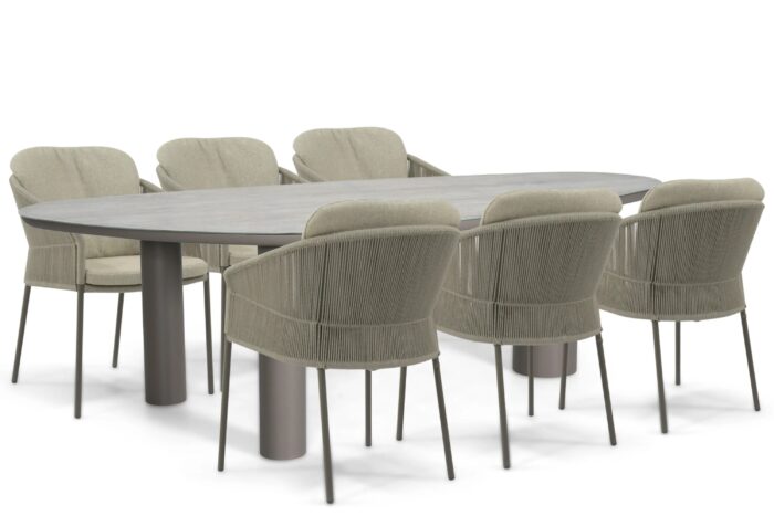 4 Seasons Outdoor Florence/Guave 240×120 cm dining tuinset 7-delig – Taupe-naturel-bruin
