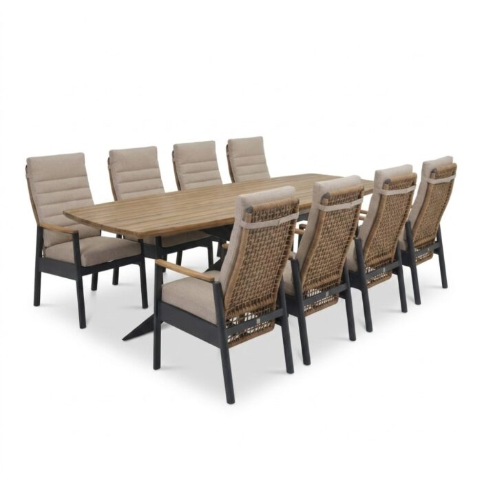LUX outdoor living Salo/Boston dining tuinset | 8 personen | hardhout + aluminium | 280cm Deens ovaal