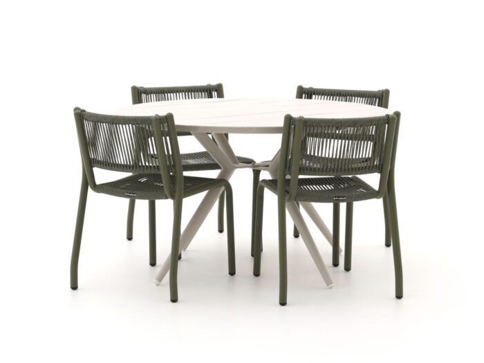 Manifesto Furniture Manifesto Misurina/Sora ø127cm dining tuinset 5-delig Laagste prijsgarantie! – Groen