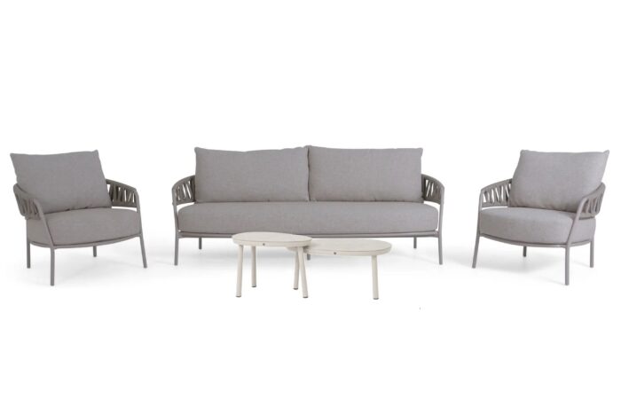 4 Seasons Outdoor Calma/Livo stoel-bank loungeset 5-delig – Taupe-naturel-bruin