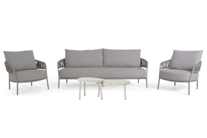 4 Seasons Outdoor Calma/Livo stoel-bank loungeset 5-delig - Taupe-naturel-bruin