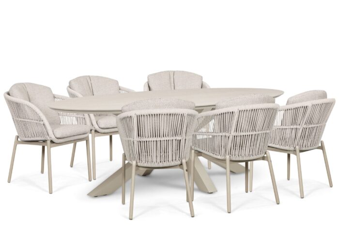 Lifestyle Garden Furniture Monaco/Lunea 240×120 cm dining tuinset 7-delig – Zand/Beige