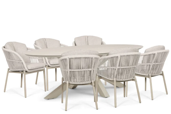 Lifestyle Garden Furniture Monaco/Lunea 240x120 cm dining tuinset 7-delig - Zand/Beige
