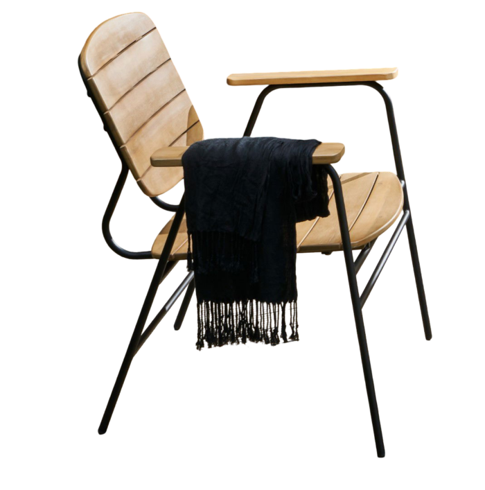 Eurofar Orbec lounge chair black steel/acacia teak look