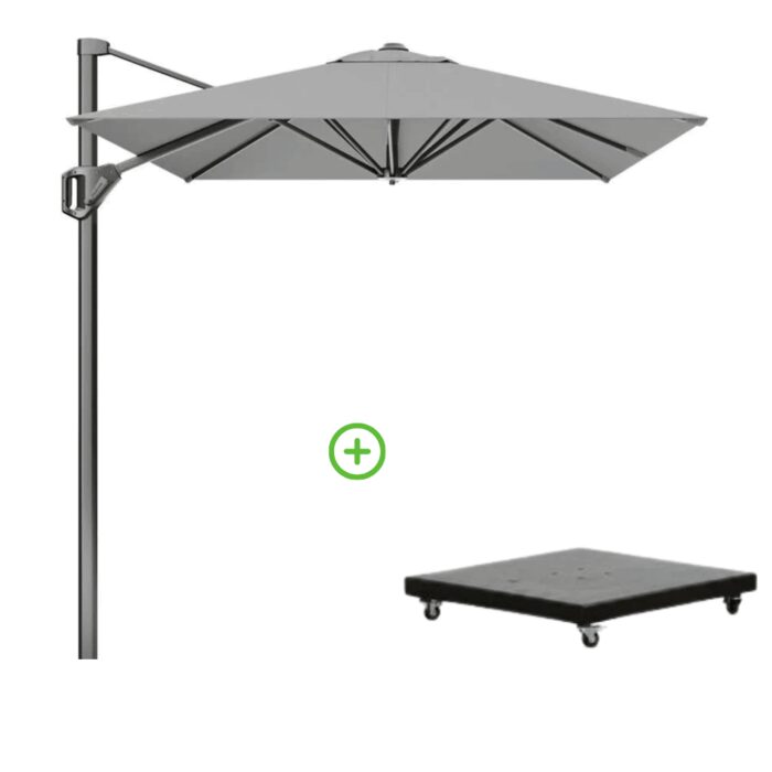 Platinum Voyager T¹ zweefparasol | 250x250cm met Monza parasolvoet 90kg | grijs