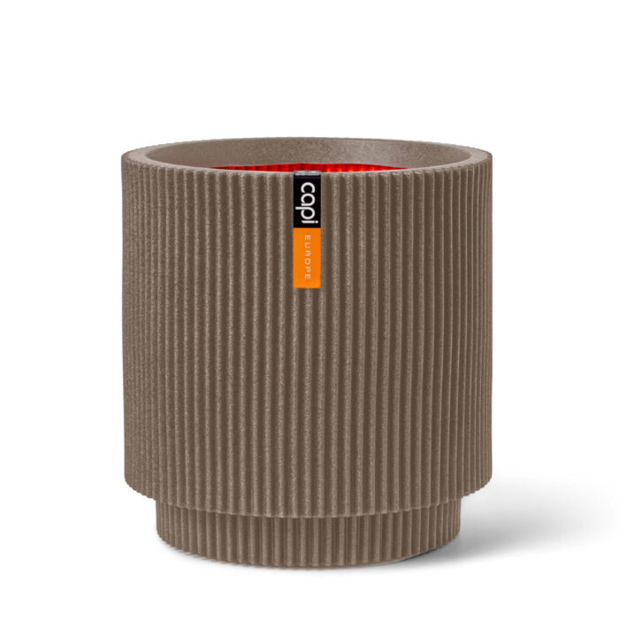 Capi europe Vaas cilinder Groove NL 36×38 warm taupe bloempot – grijs;paars;wit