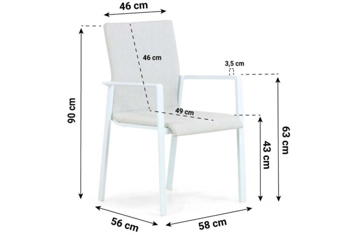 Lifestyle Garden Furniture Rome dining tuinstoel – Wit