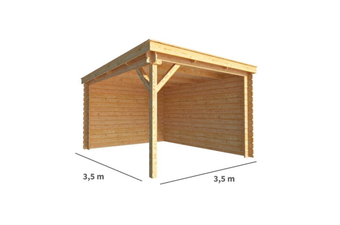 Warentuin collection Overkapping Els-Lilly 350 cm bij 350 cm diep lessenaarsdak – bruin