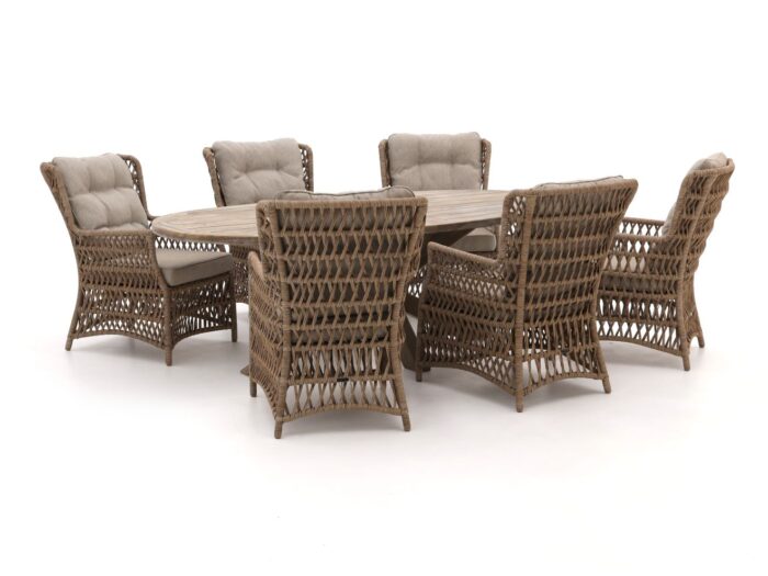 Intenso Furniture Intenso Milano/ROUGH-Y Ellips 240cm dining-lounge tuinset 7-delig Laagste prijsgarantie! – Taupe