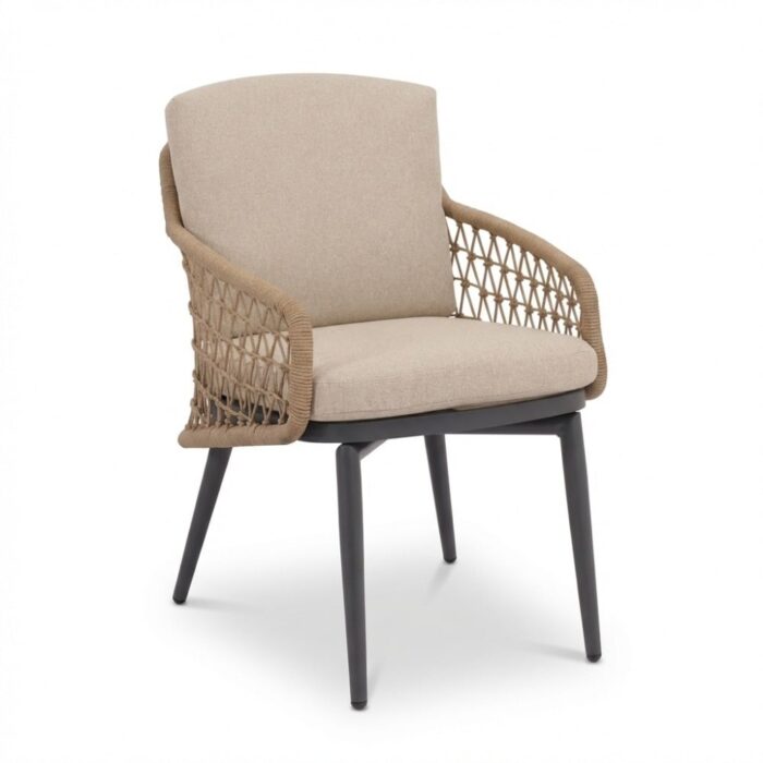 BUITEN living Vedra dining tuinstoel | touw + aluminium | beige
