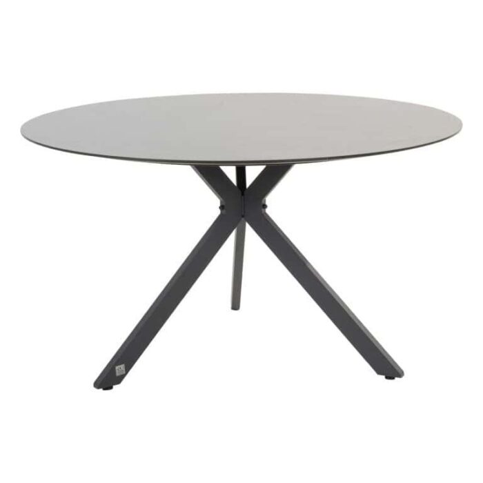 4so Locarno Tafelframe Antracite Met Locarno HPL Slate Tafelblad Ø 130 cm – grijs