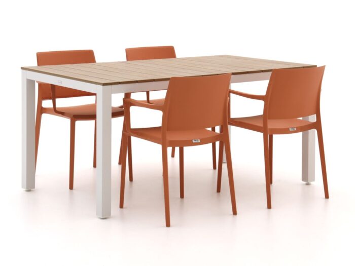 Forza Furniture Forza Sile/Fidenza 160cm dining tuinset 5-delig stapelbaar Laagste prijsgarantie! – Bruin