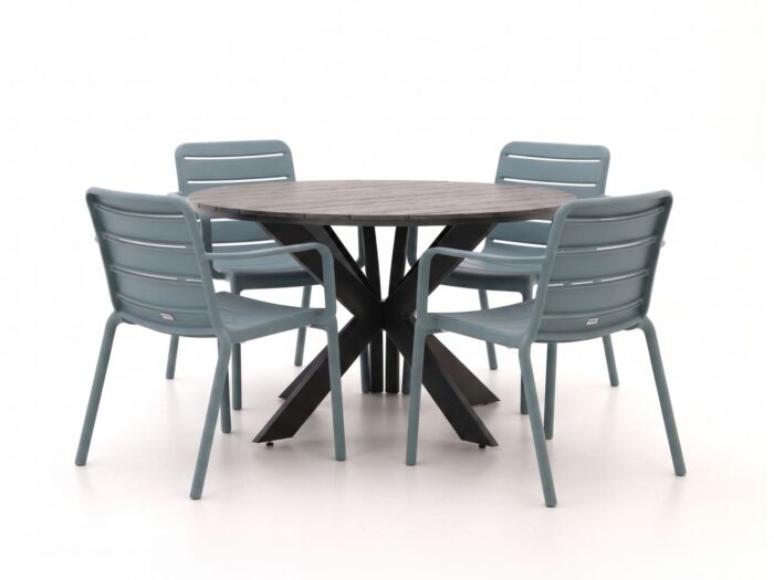 Forza Furniture Narni/Fidenza ø126cm dining tuinset 5-delig stapelbaar