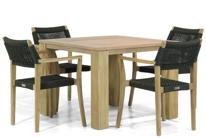 Lifestyle Garden Furniture Dallas/Brighton 100 cm dining tuinset 5-delig – Groen
