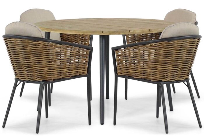 Lifestyle Garden Furniture Nice/Montana 130 cm dining tuinset 5-delig – Grijs-antraciet