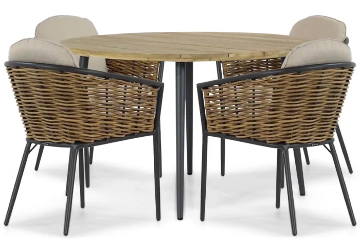 Lifestyle Garden Furniture Nice/Montana 130 cm dining tuinset 5-delig - Grijs-antraciet