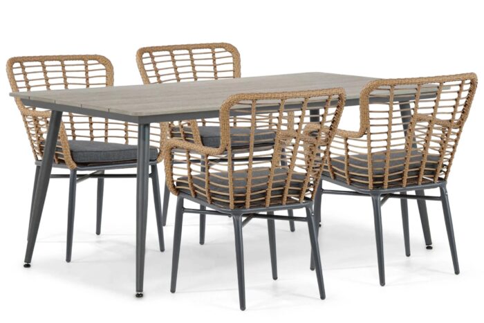 De Laan Projects Laan Toledo/Matale 180 cm dining tuinset 5-delig – Taupe-naturel-bruin