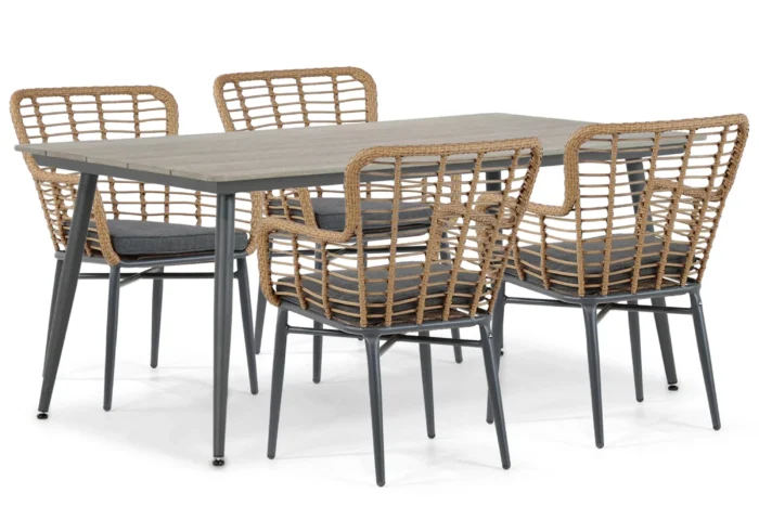 De Laan Projects Laan Toledo/Matale 180 cm dining tuinset 5-delig - Taupe-naturel-bruin