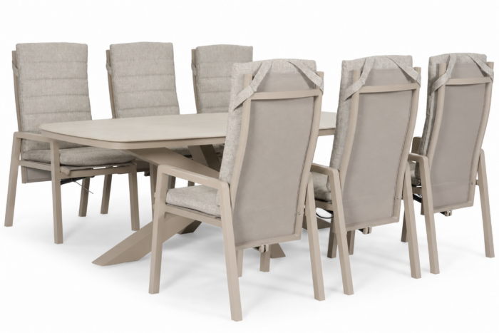 Lifestyle Garden Furniture Vivaro/Belluno 220×100 cm dining tuinset 7-delig – Zand/Beige