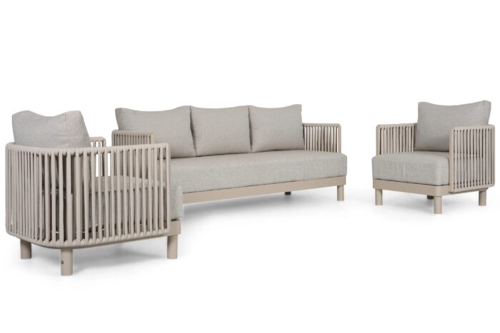Lifestyle Garden Furniture Solento stoel-bank loungeset 3-delig – Zand/Beige