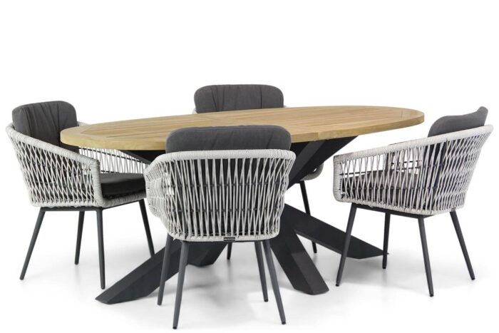 Lifestyle Garden Furniture Western/Brookline 200 cm ovaal dining tuinset 5-delig – Wit