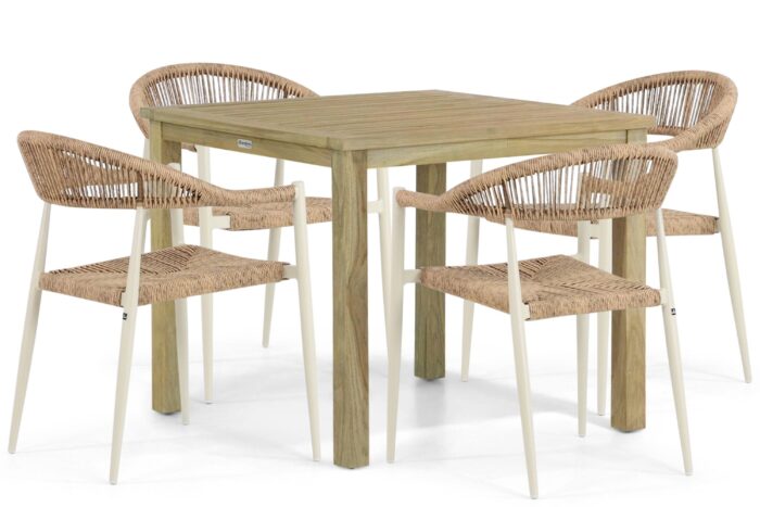 De Laan Projects Laan Granada/Weston 90 cm dining tuinset 5-delig – Taupe-naturel-bruin