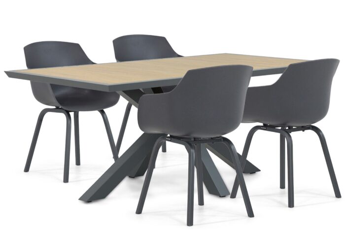 Lifestyle Garden Furniture Salina/Palermo 181 cm dining tuinset 5-delig – Grijs-antraciet